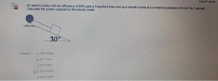 Solved o out of 1 points 国 An electric motor with an | Chegg.com