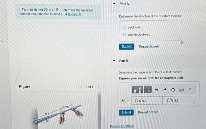 Solved If FB=40 lb and FC=45lb, determine the resultant | Chegg.com