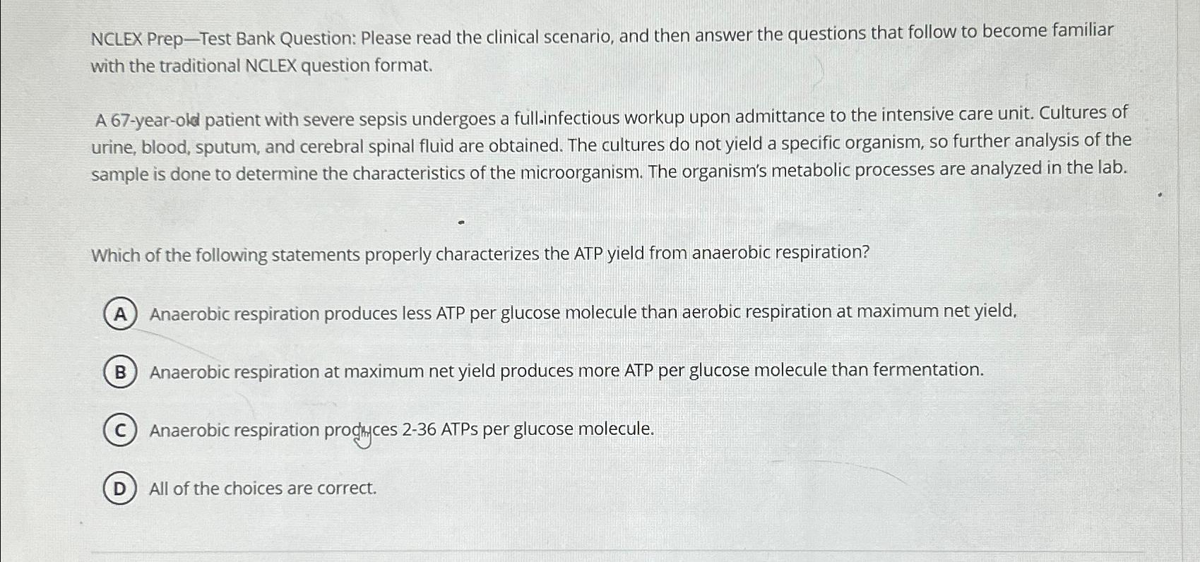 Solved NCLEX Prep-Test Bank Question: Please read the | Chegg.com