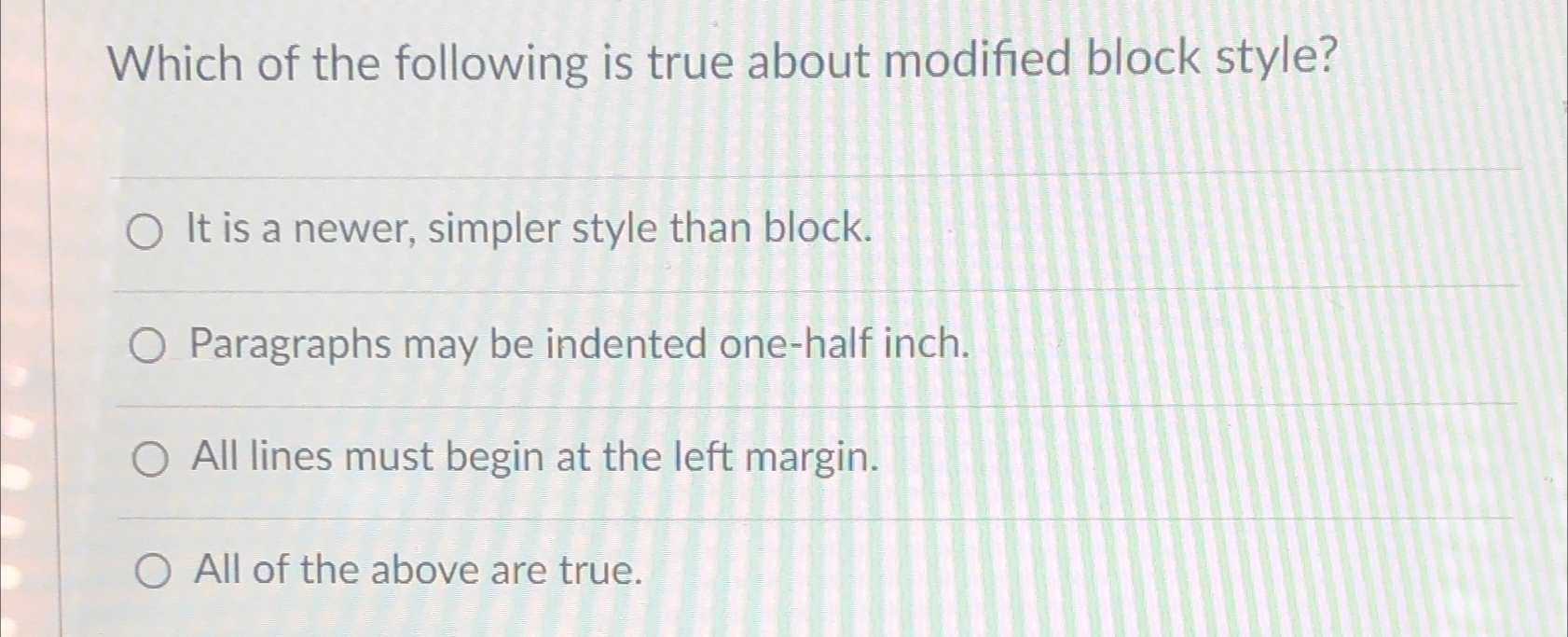 Solved Which of the following is true about modified block | Chegg.com