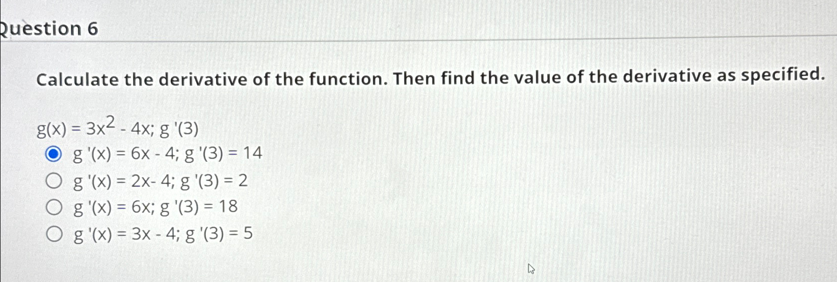 Solved Question 6Calculate the derivative of the function. | Chegg.com