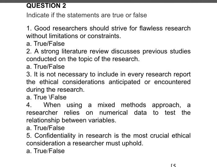 Solved Indicate if the statements are true or false 1. Good | Chegg.com