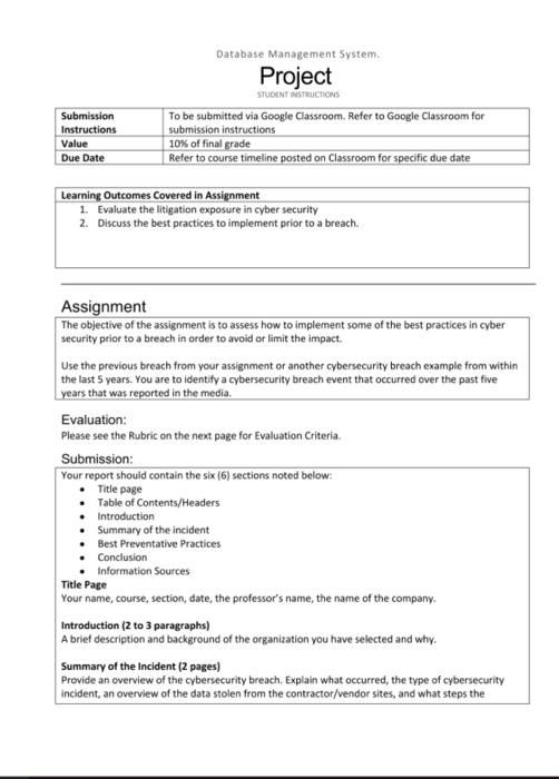 Database Management System. Project STUDENT | Chegg.com