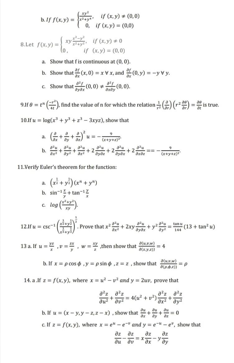 Solved b. If f(x,y)={x2+y4xy2, if (x,y) =(0,0)0, if | Chegg.com