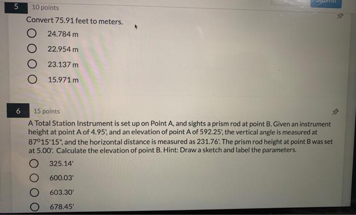 Solved لئے 9 10 points The same Total Station has specified | Chegg.com