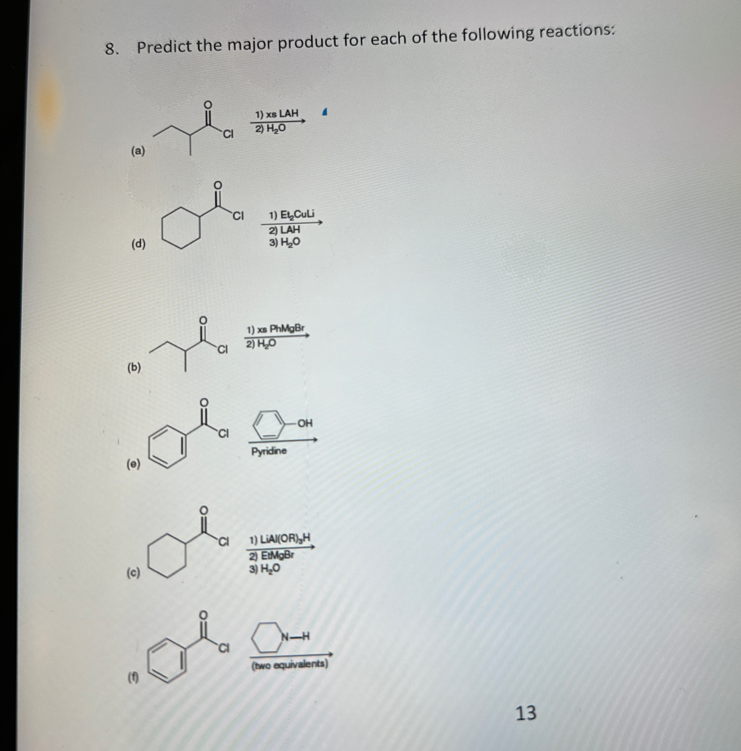 Solved Predict the major product for each of the following | Chegg.com