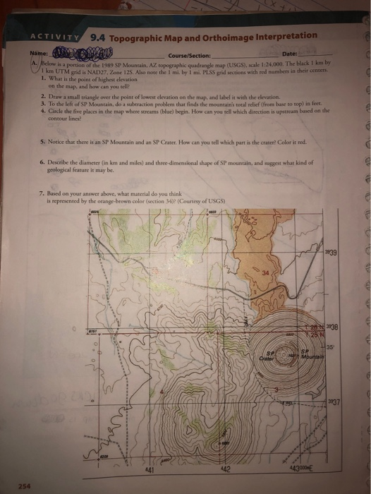 Solved ACTIVITY 9.4 Topographic Map And Orthoimage | Chegg.com