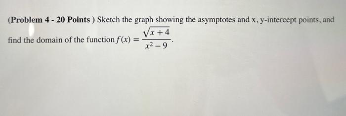 Solved (Problem 4 - 20 Points ) Sketch the graph showing the | Chegg.com