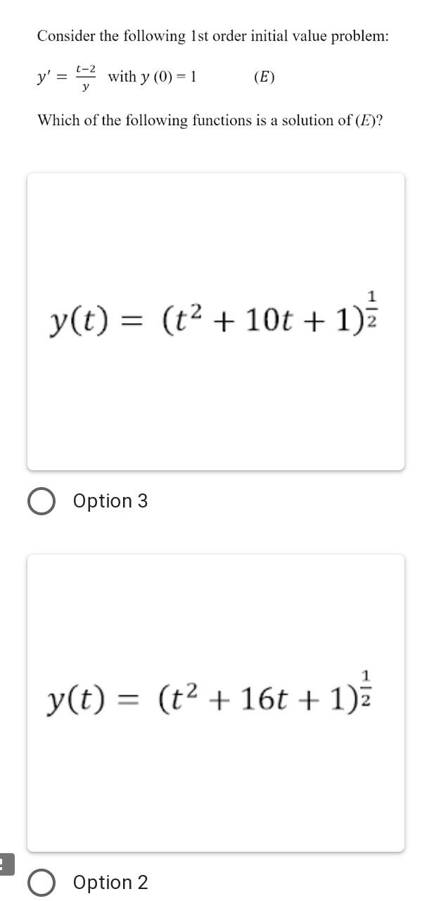 Solved Consider the following 1st order initial value | Chegg.com