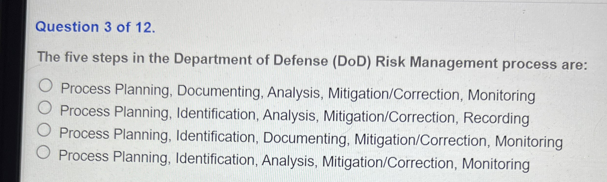 Solved Question 3 ﻿of 12.The five steps in the Department of | Chegg.com