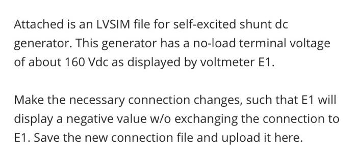 Attached is an LVSIM file for self-excited shunt dc | Chegg.com