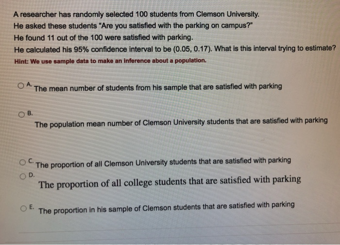 Solved A Tesearcher Has Randomly Selected 100 Students From Chegg Solved A Tesearcher Has Randomly Selected 100 Students From Chegg