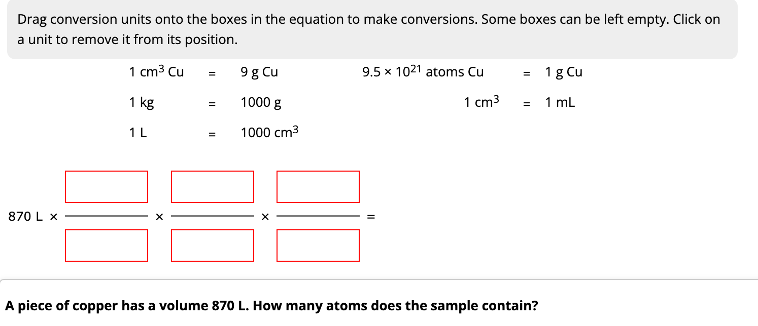 Solved Drag conversion units onto the boxes in the equation | Chegg.com