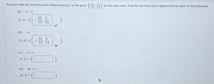 Solved Suppose that the terminal point determined by t is | Chegg.com