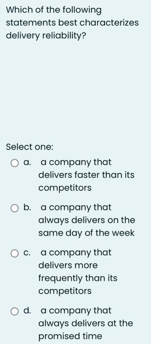 Solved Which of the following statements best characterizes | Chegg.com