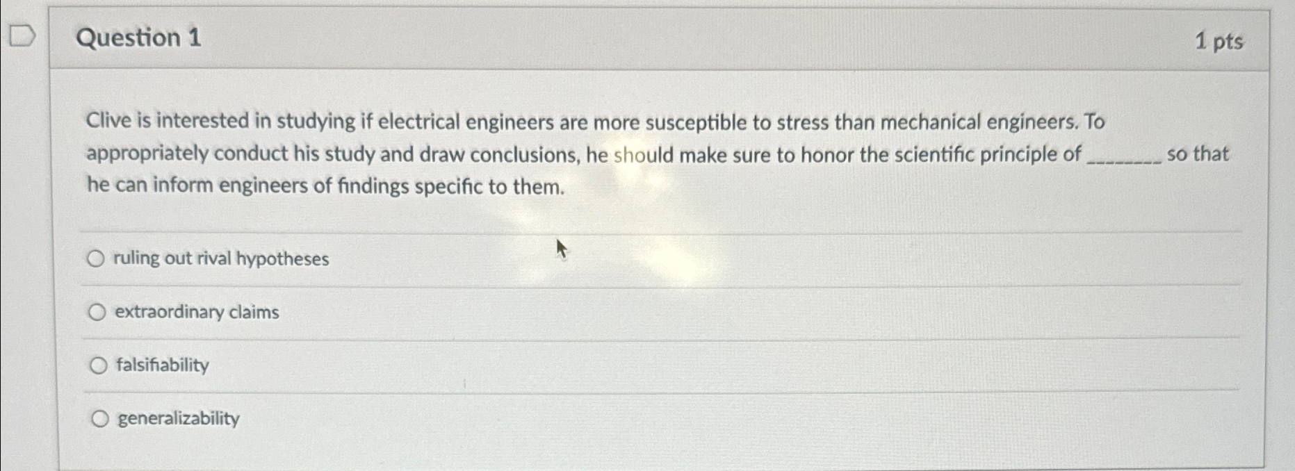 Solved Question 11ptsClive is interested in studying if | Chegg.com