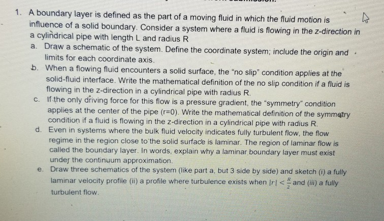 Solved 1. A boundary layer is defined as the part of a | Chegg.com