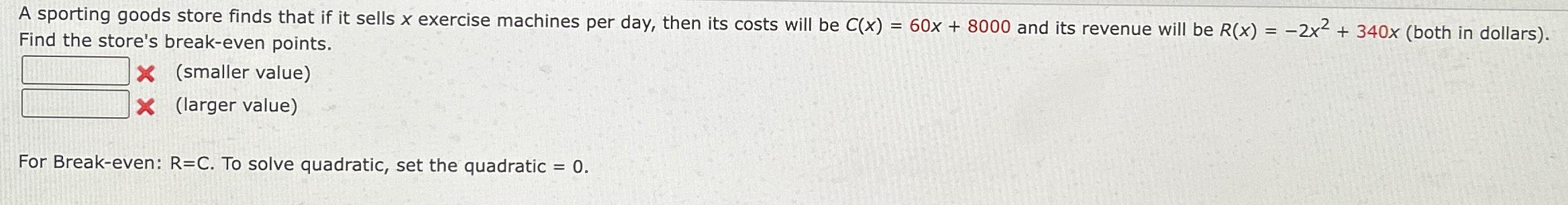 Solved A sporting goods store finds that if it sells x | Chegg.com