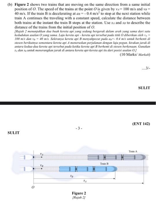 Solved (b) Figure 2 Shows Two Trains That Are Moving On The | Chegg.com