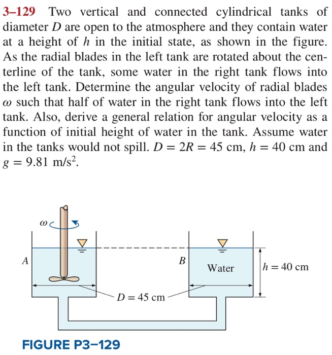 Solved 3-129 Two vertical and connected cylindrical tanks of | Chegg.com