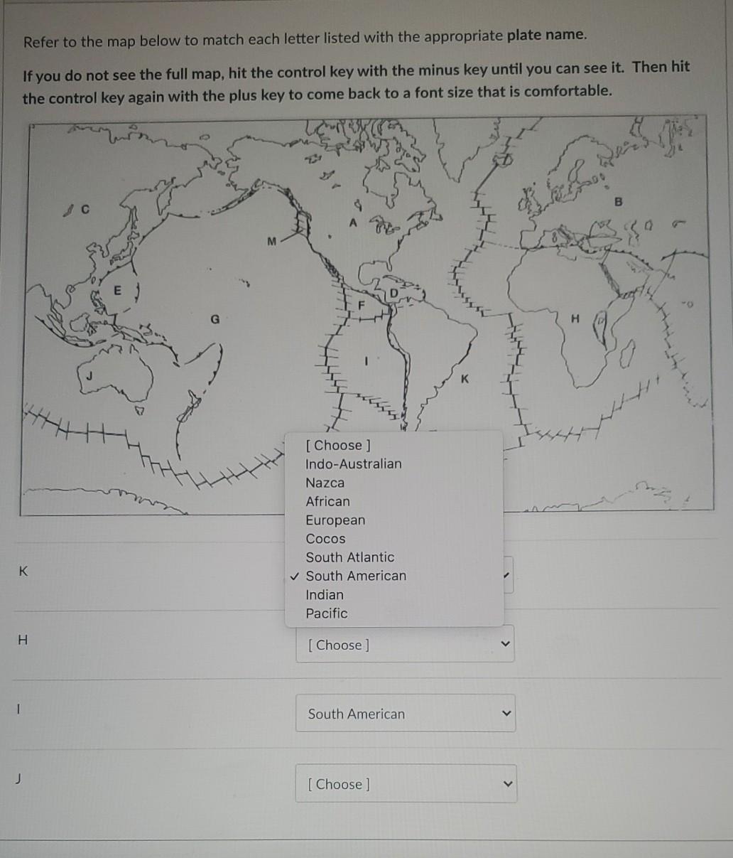 Solved Refer to the map below to match each letter listed | Chegg.com