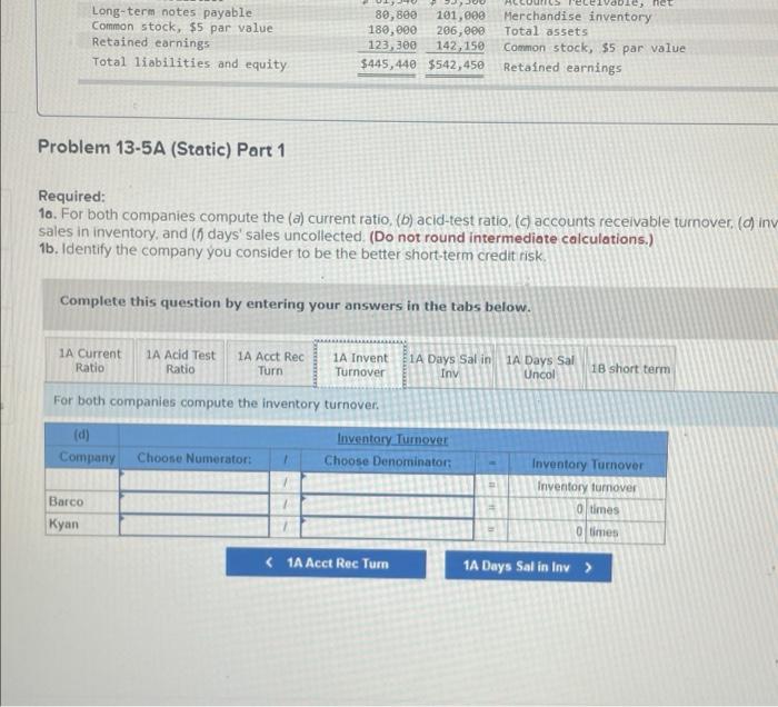 Solved ! Required information Problem 13-5A (Static) | Chegg.com