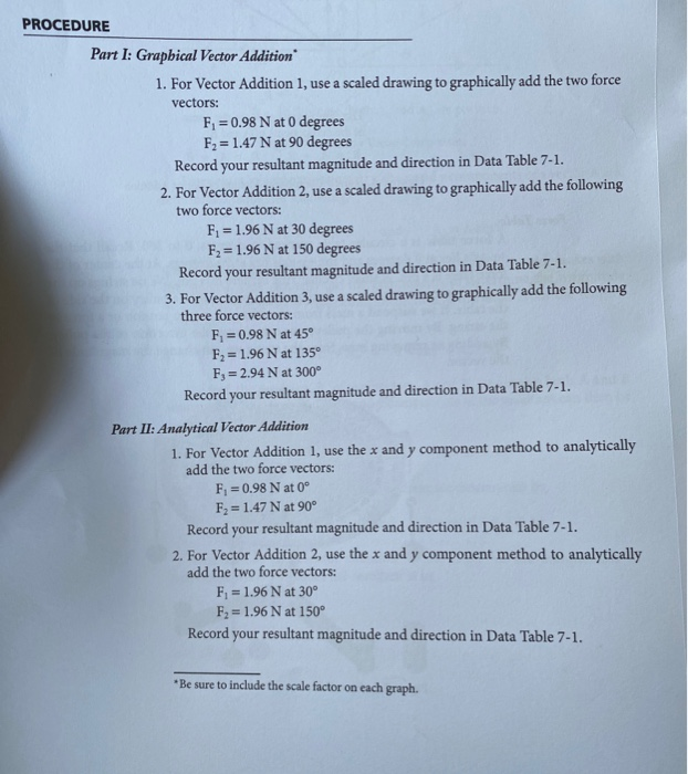 Solved PROCEDURE Part I: Graphical Vector Addition 1. For | Chegg.com