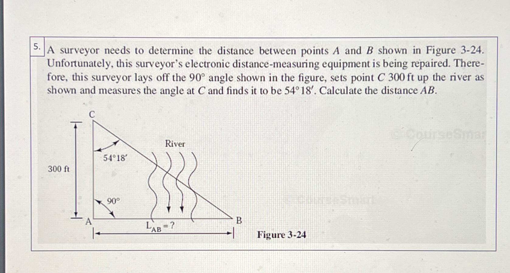 Solved A surveyor needs to determine the distance between | Chegg.com