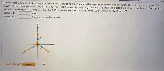 Solved A model rocket is shot straight up and explodes at | Chegg.com