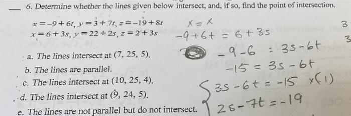 Solved (0 м 6. Determine whether the lines given below | Chegg.com
