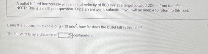 Solved A bullet is fired horizontally with an initial | Chegg.com