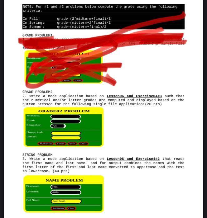 Solved NOTE: For #1 and #2 problems below compute the grade | Chegg.com