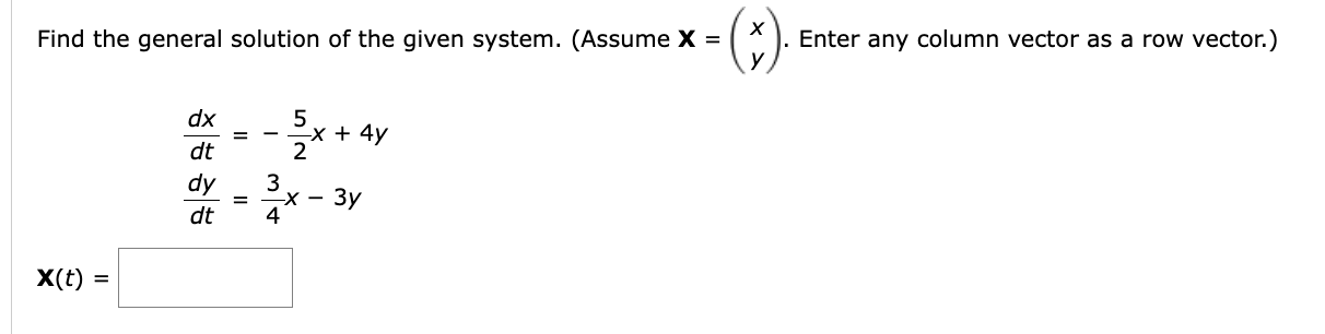 Solved x=(xy). Enter any column vector as a row | Chegg.com