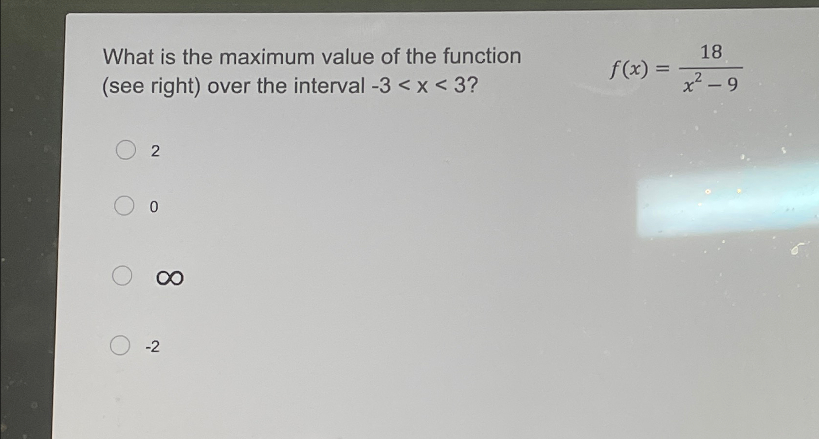 Solved What is the maximum value of the function (see right) | Chegg.com