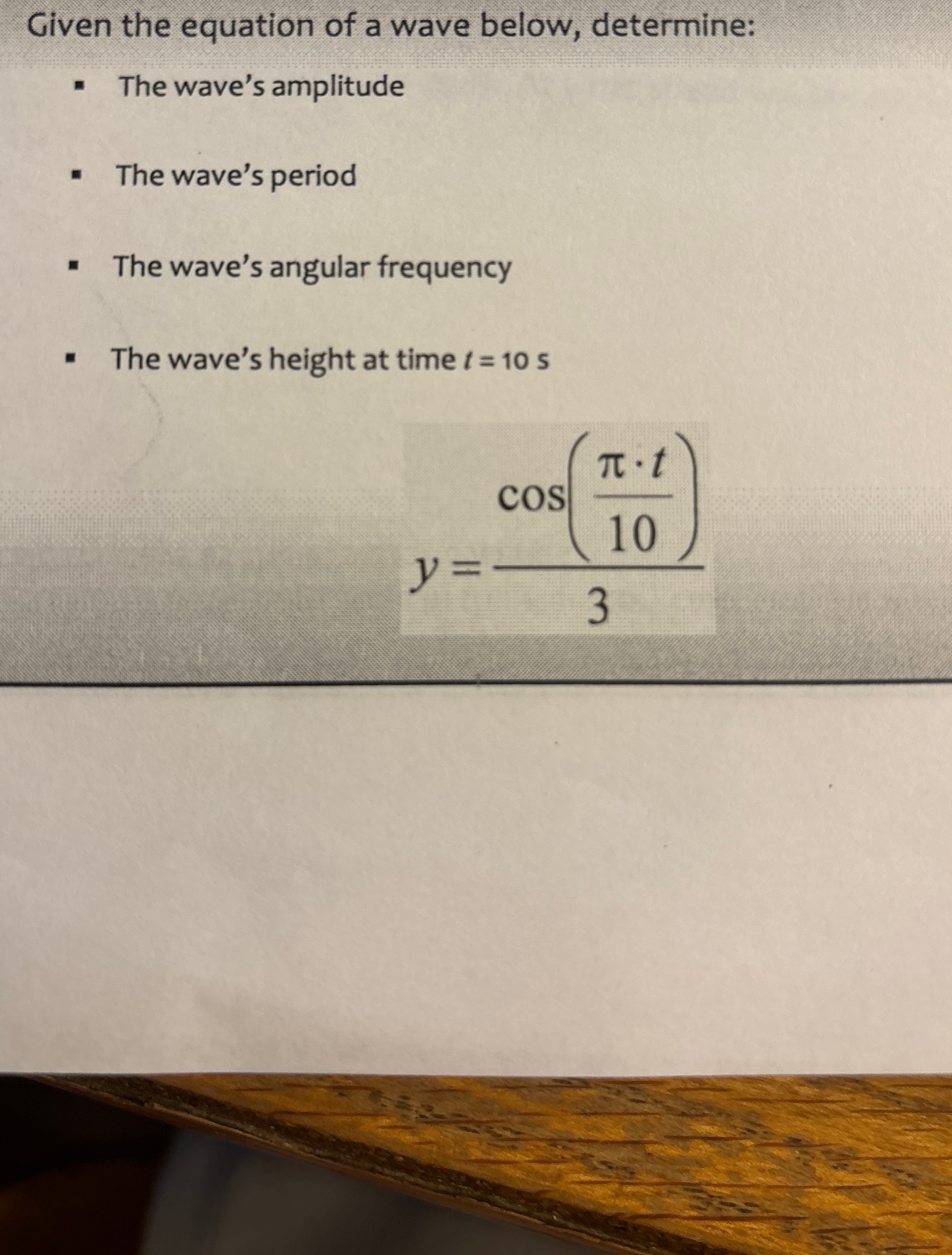 Solved Given the equation of a wave below, determine:The | Chegg.com