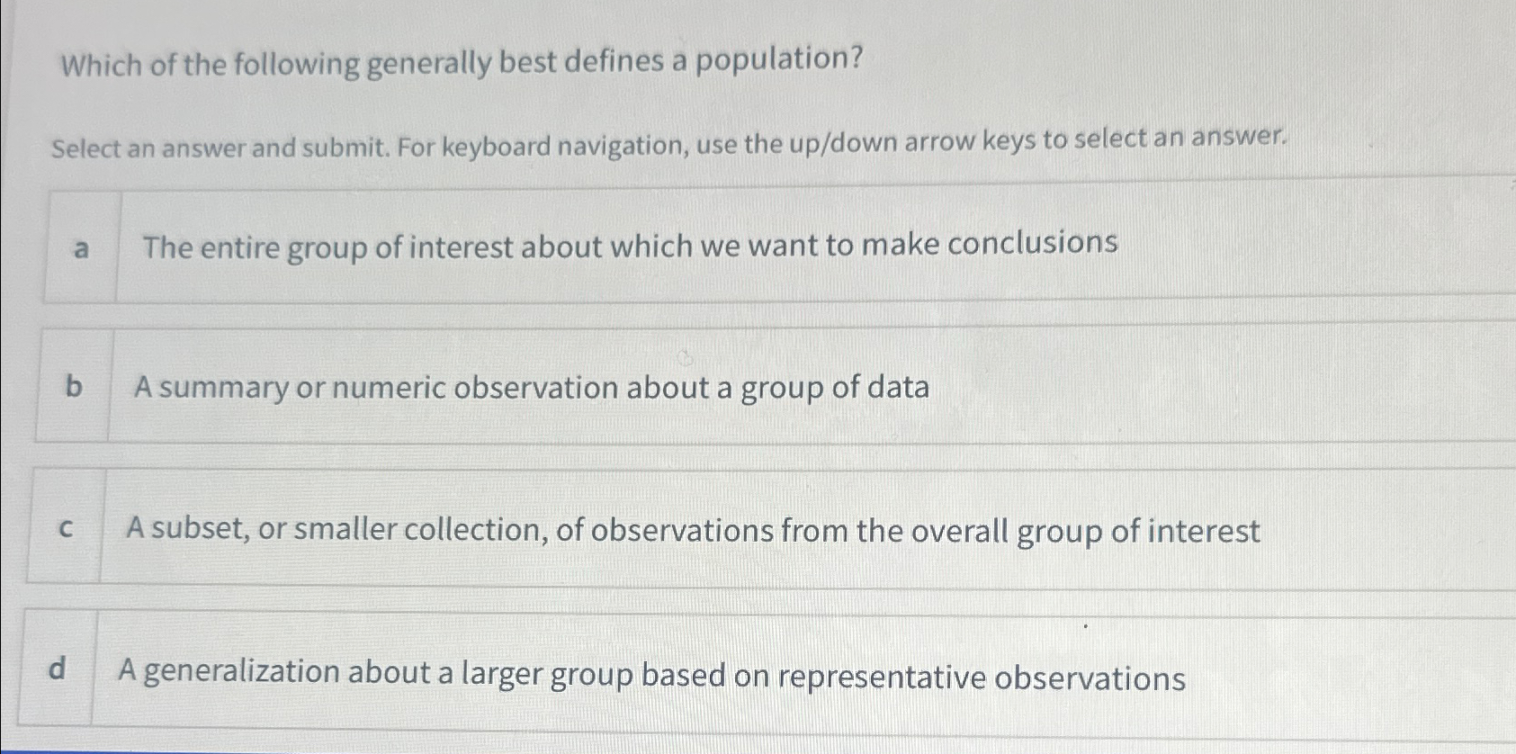Solved Which of the following generally best defines a | Chegg.com