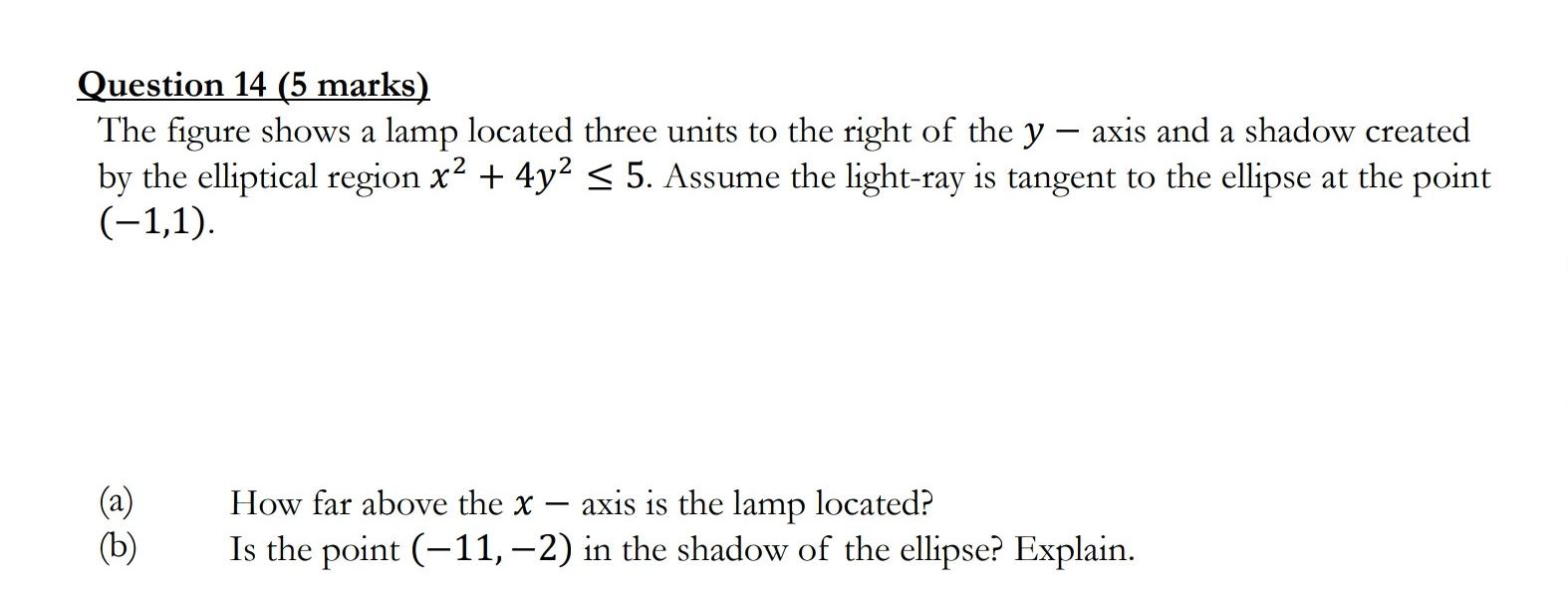 Solved Question 14 (5 marks) The figure shows a lamp located | Chegg.com
