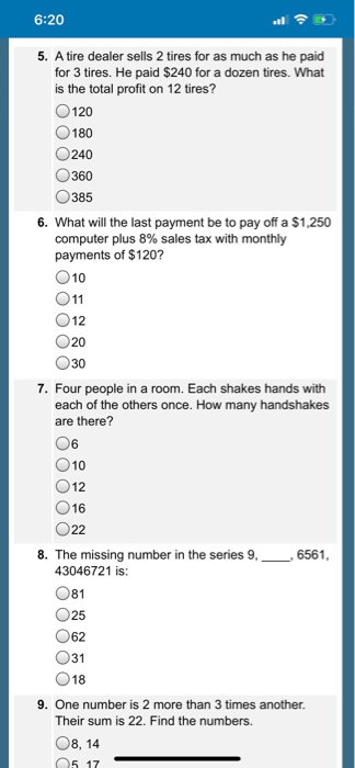 Tire Math Question Solved 6:20 5. A tire dealer sells 2 tires for as much as he | Chegg.com