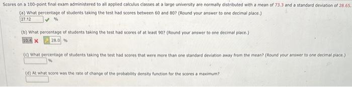 Solved Scores on a 100-point final exam administered to all | Chegg.com