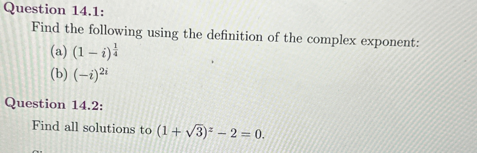 Question 14.1:Find the following using the definition | Chegg.com