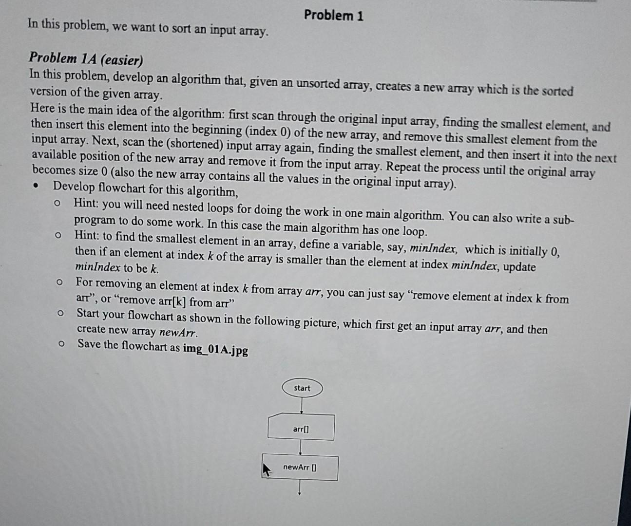 Solved Problem 1 In this problem, we want to sort an input | Chegg.com