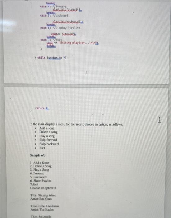 Solved Exercise 1: You are to code some simple music player | Chegg.com