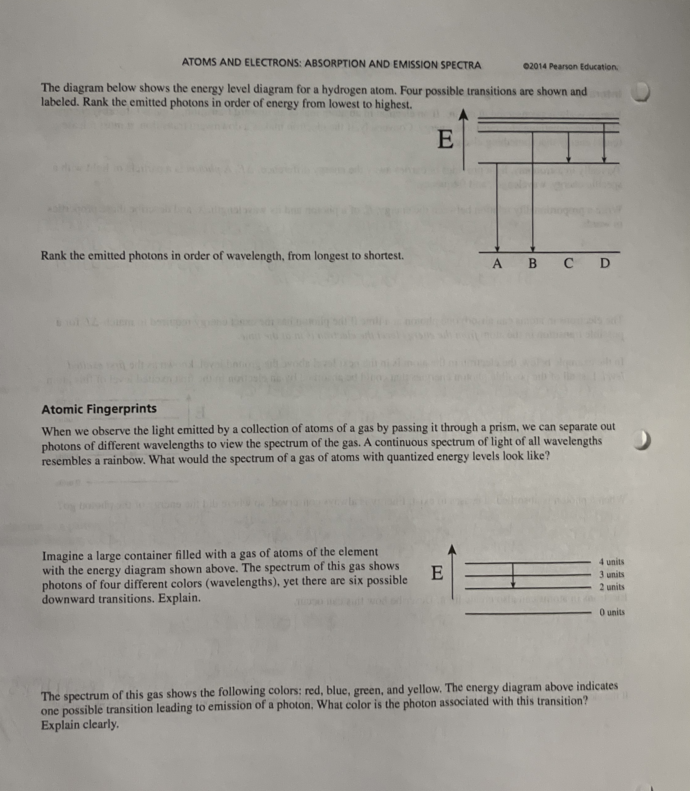 Solved The diagram below shows the energy level diagram for | Chegg.com