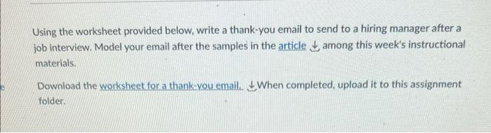 Using The Worksheet Provided Below, Write A Thank-you | Chegg.com