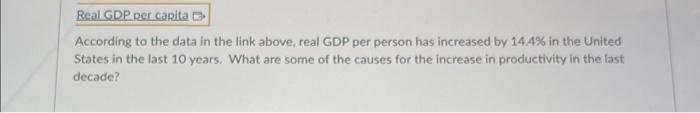 Solved Real gross domestic product per capita | Chegg.com
