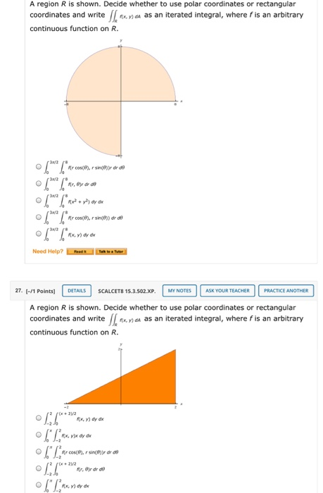 Solved A region R is shown. Decide whether to use polar | Chegg.com