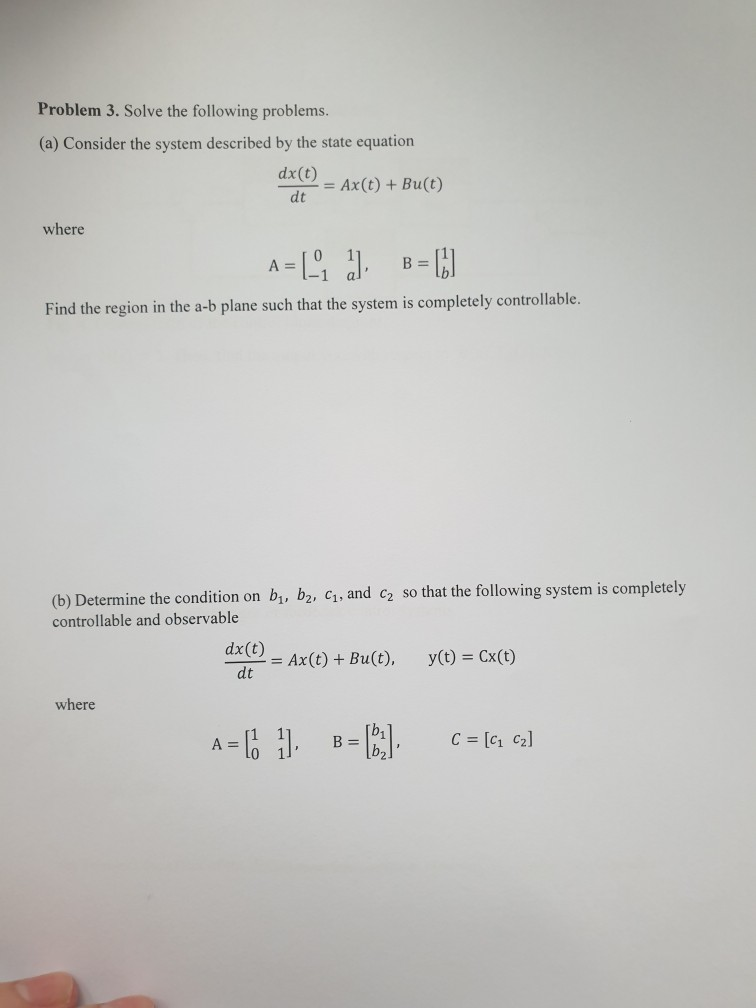 Solved Problem 3. Solve The Following Problems. (a) Consider | Chegg.com