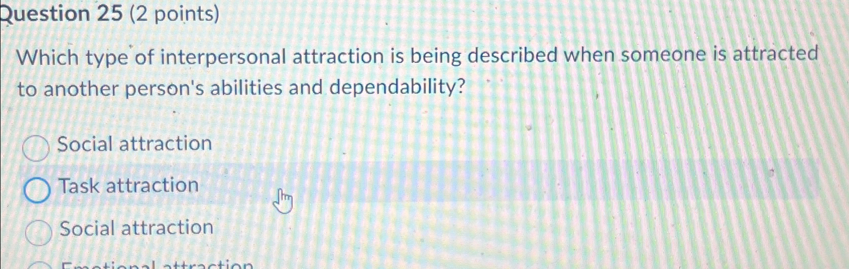 Solved Question 25 (2 ﻿points)Which type of interpersonal | Chegg.com