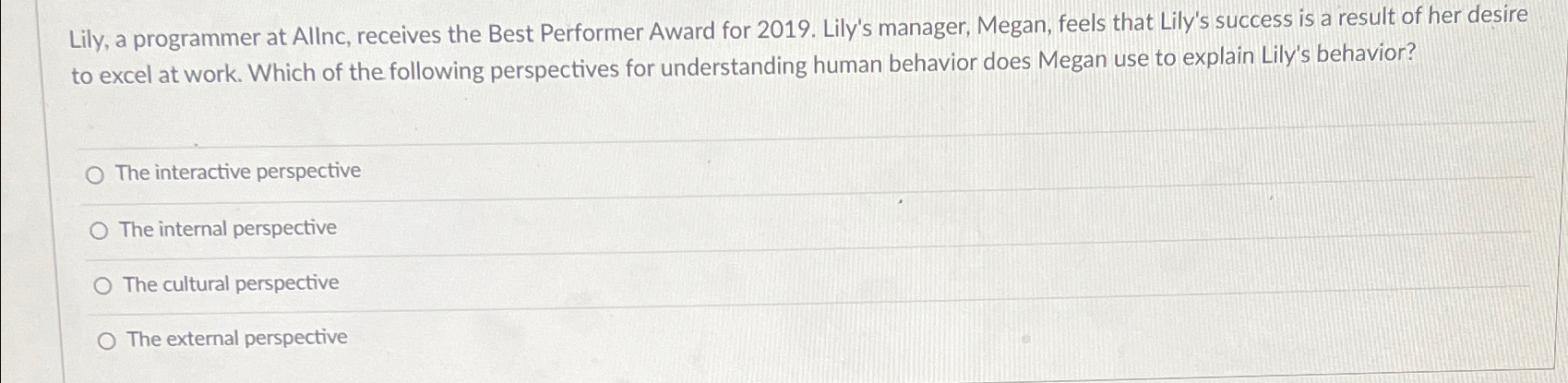 Solved Lily, a programmer at Allnc, receives the Best | Chegg.com