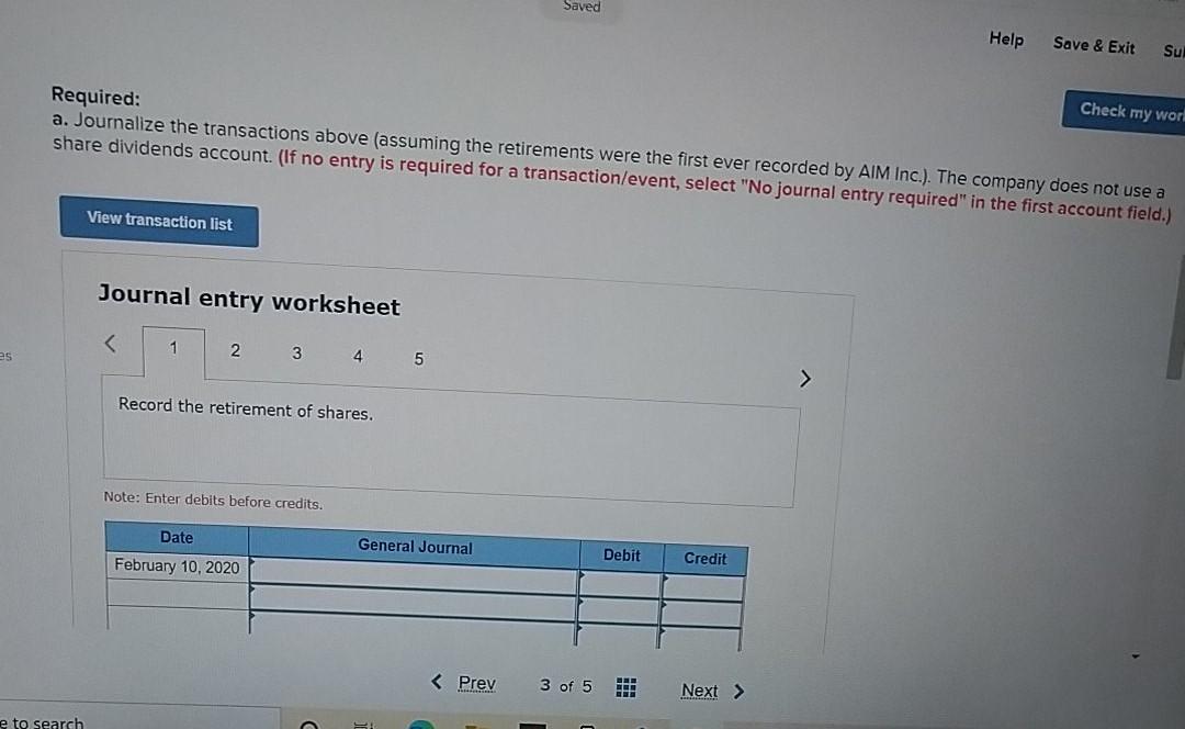 Solved Saved Help Save & Exit Check my we AIM Inc. showed | Chegg.com